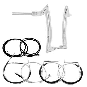 Diablo Rhino 2" Handlebars Kit + Mechanical Cables + Extension Wiring Kit for Harley-Davidson Softail Standard without Electronic Throttle - Polished Stainless Steel