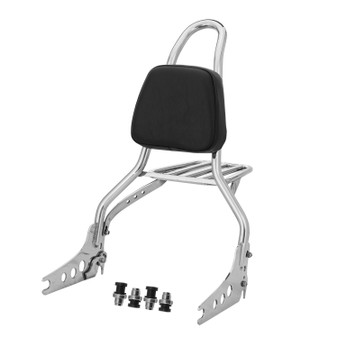Sissy Bar King/Passenger Backrest 20" Detachable Luggage Rack for Harley-Davidson Softail Sport Glide - Polished Stainless Steel