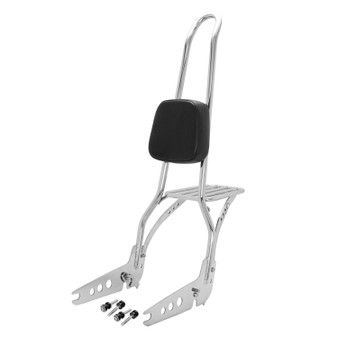 Sissy Bar King/Passenger Backrest 30" Detachable Luggage Rack for Harley-Davidson Softail Fat Boy - Polished  Stainless Steel