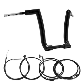 Rogue Rhino 2" Handlebars Kit + Mechanical Cables + Extension Wiring Kit for Harley-Davidson Softail Fat Boy with Electronic Throttle - Black