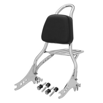 Sissy Bar King/Passenger Backrest 20" Detachable Luggage Rack for Harley-Davidson Sportster 883 - Polished Stainless Steel