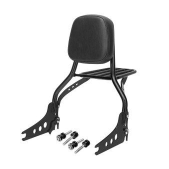 Sissy Bar King Low/Passenger Backrest 16" Detachable Luggage Rack for Harley-Davidson Softail Low Rider S - Black