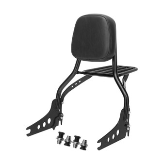 Sissy Bar King Low/Passenger Backrest 16" Detachable Luggage Rack for Harley-Davidson Softail Sport Glide - Black