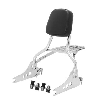 Sissy Bar King/Passenger Backrest 20" Detachable Luggage Rack for Harley-Davidson Softail Low Rider S - Polished Stainless Steel