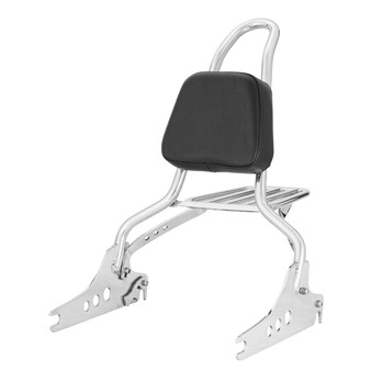 Sissy Bar King/Passenger Backrest 20" Detachable Luggage Rack for Harley-Davidson Softail Standard - Polished Stainless Steel