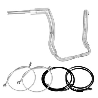 Front King Rhino 2" Handlebars Kit + Mechanical Cables + Extension Wiring Kit for Harley-Davidson Touring Ultra Glide with Hydraulic Clutch - Polished Stainless Steel