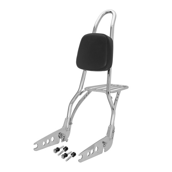 Sissy Bar King/Passenger Backrest 25" Detachable Luggage Rack for Harley-Davidson Softail Custom - Polished Stainless Steel