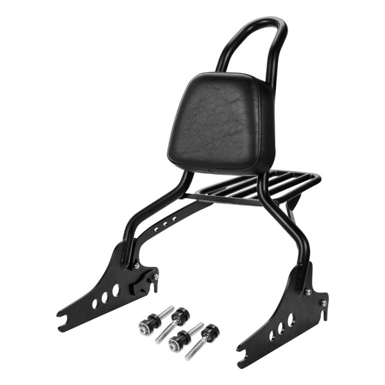 Sissy Bar King/Passenger Backrest 20" Detachable Luggage Rack for Harley-Davidson Softail Slim - Black