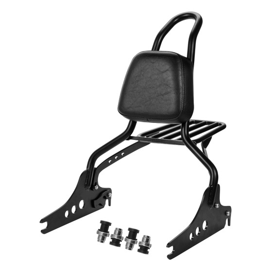 Sissy Bar King/Passenger Backrest 20" Detachable Luggage Rack for Harley-Davidson Softail Sport Glide - Black