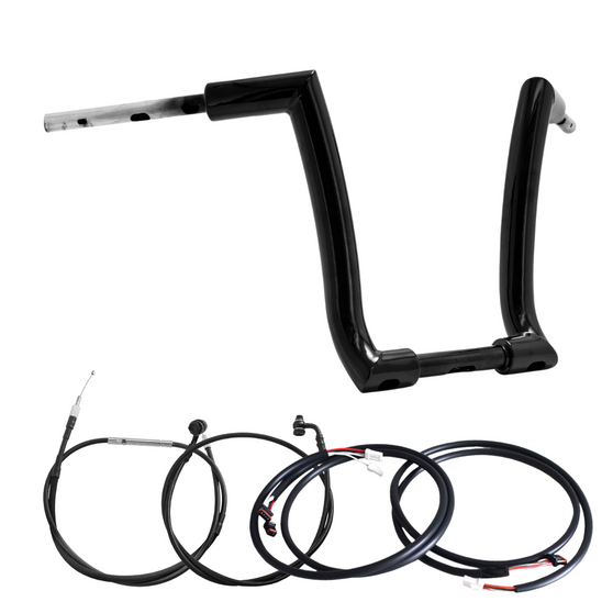 Rogue Rhino 2" Handlebars Kit +  Mechanical Cables + Extension Wiring Kit for Harley-Davidson Softail Heritage with Electronic Throttle - Black