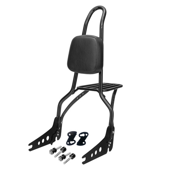 Sissy Bar King/Passenger Backrest 25" Detachable Luggage Rack for Harley-Davidson Dyna Fat Bob - Black