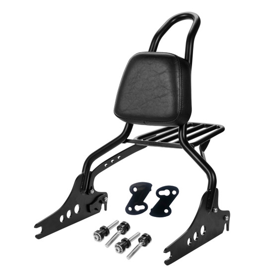 Sissy Bar King/Passenger Backrest 20" Detachable Luggage Rack for Harley-Davidson Dyna Super Glide - Black
