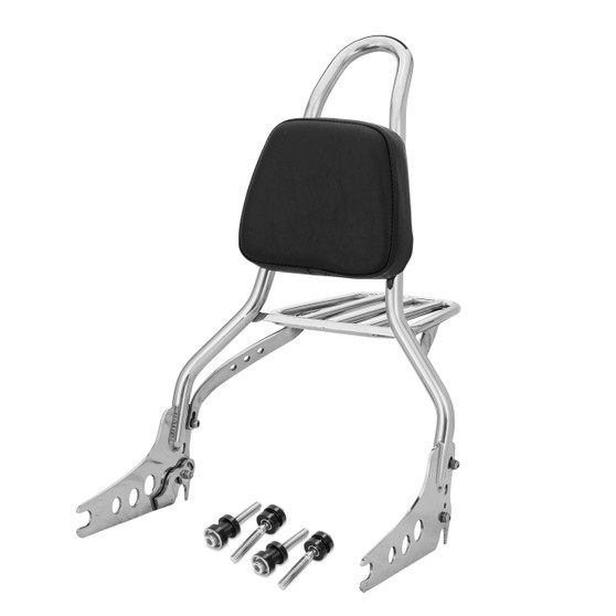 Sissy Bar King/Passenger Backrest 20" Detachable Luggage Rack for Harley-Davidson Softail Custom - Polished Stainless Steel