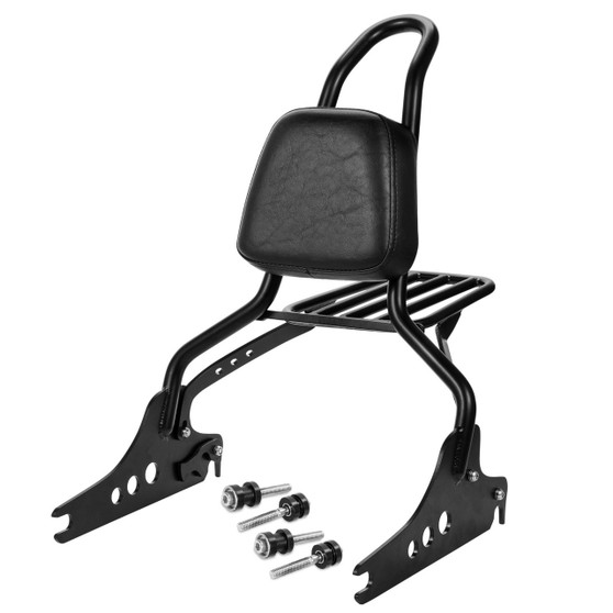 Sissy Bar King/Passenger Backrest 20" Detachable Luggage Rack for Harley-Davidson Softail Standard - Black