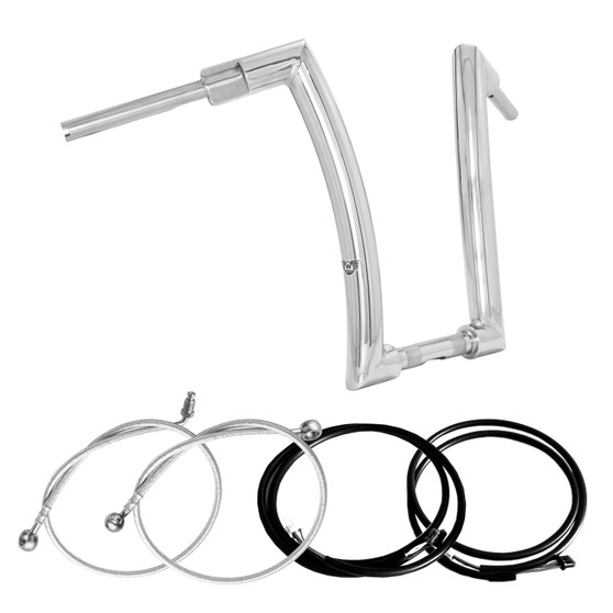 Front King Rhino 2" Handlebars Kit + Mechanical Cables + Extension Wiring Kit for Harley-Davidson Touring Road Glide with Hydraulic Clutch - Polished Stainless Steel