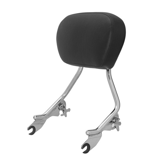 Sissy Bar King Low/Passenger Backrest 16" Detachable for Harley-Davidson Touring Road King - Polished Stainless Steel