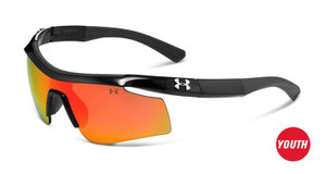 Under Armour Kids' UA Dynamo Sunglasses- Shiny Black / Orange Multiflection