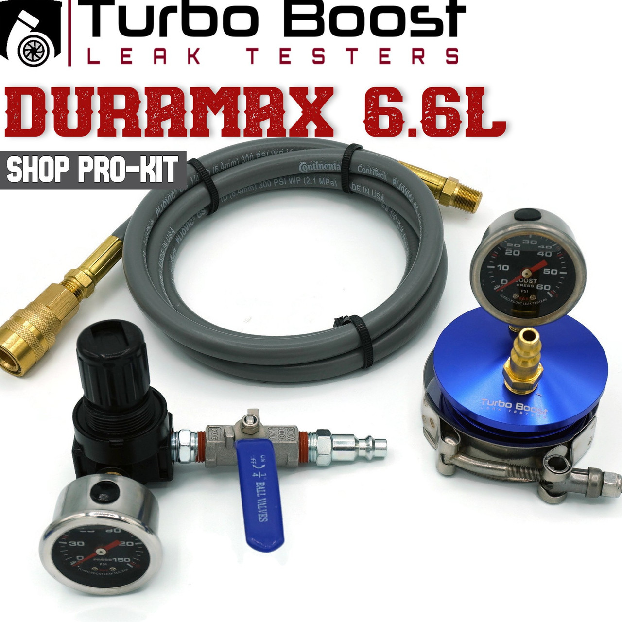 DURAMAX 6.6L Turbo Boost Leak Tester - BILLET ALUM- HIGH BOOST 60 PSI -  COMP Fitting M