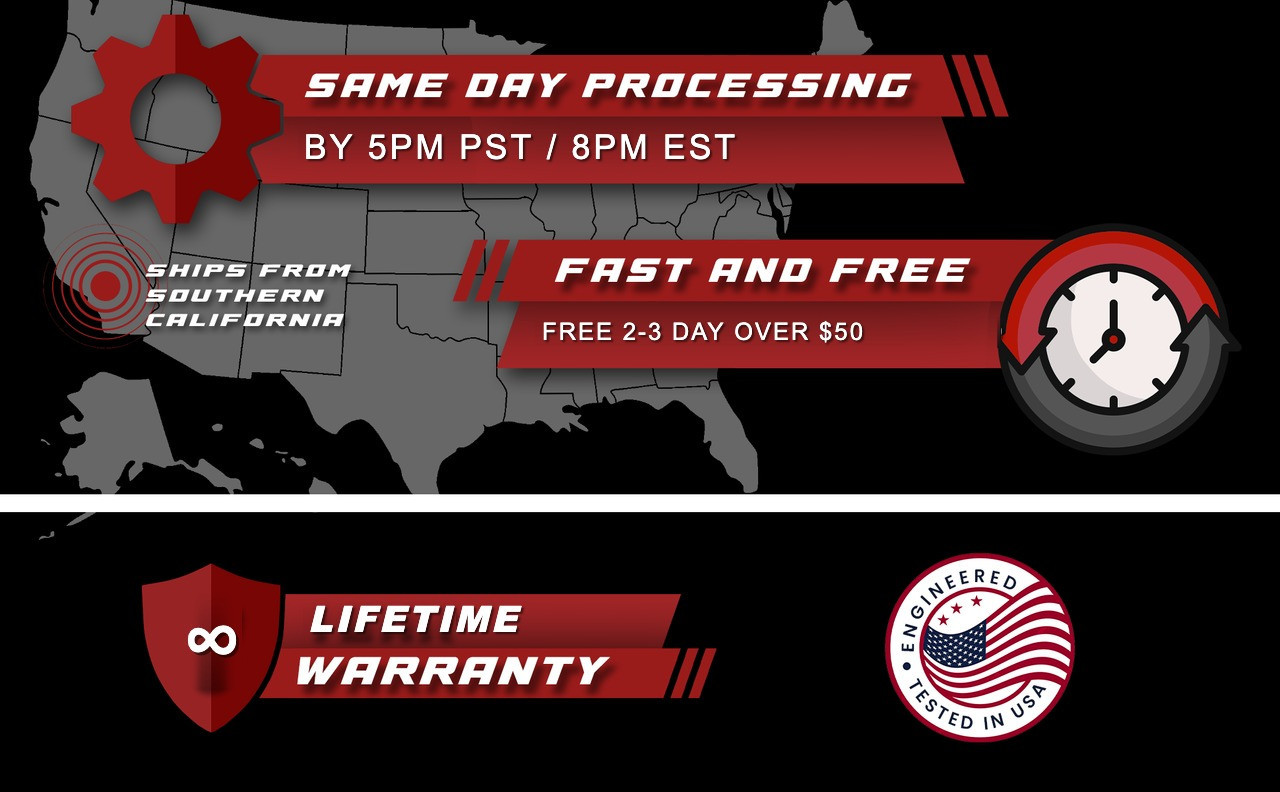 Free 2-3 day shipping over $50, ships same day by 5pm PST, lifetime warranty