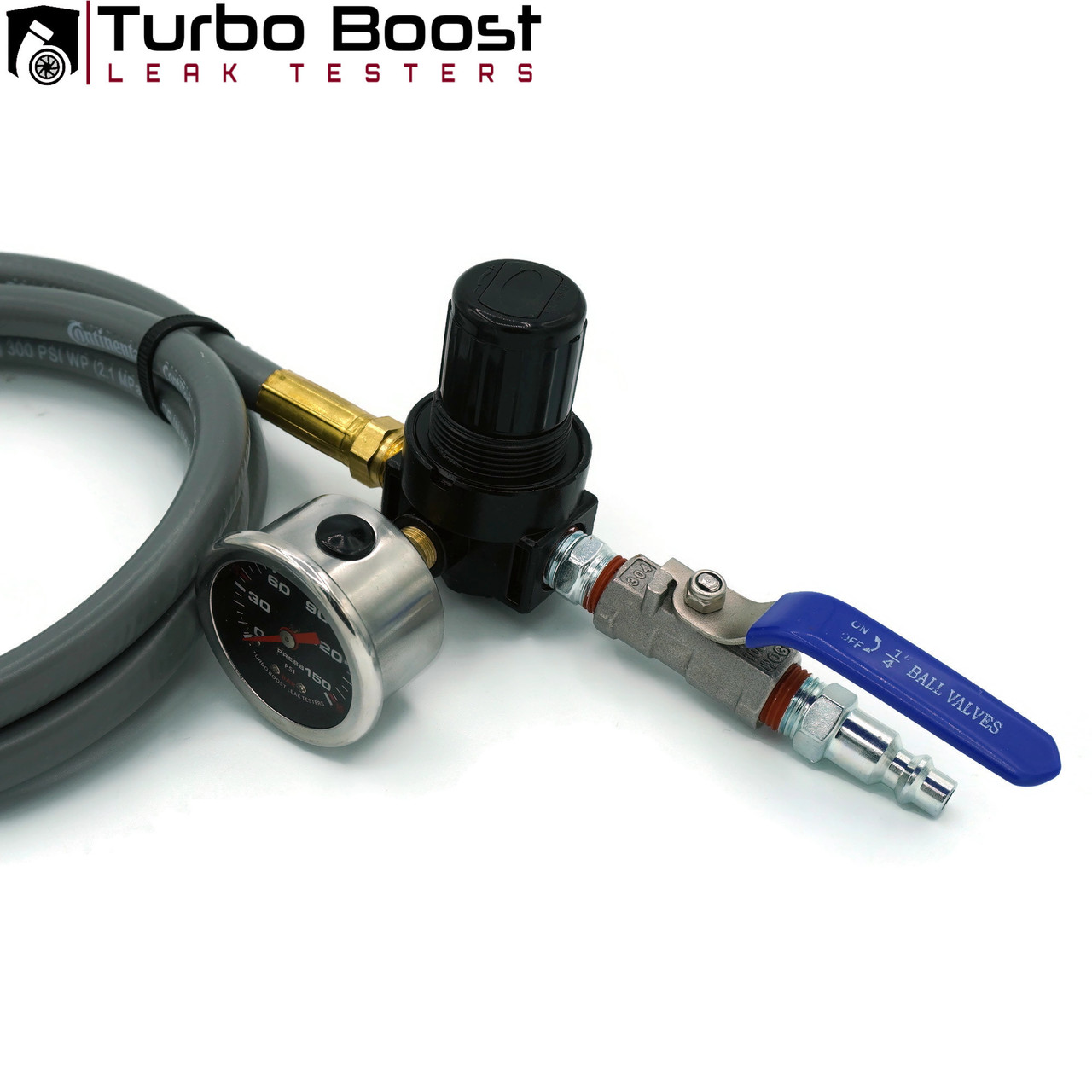 DURAMAX 6.6L Turbo Boost Leak Tester -  BILLET ALUM-  HIGH BOOST 60 PSI - COMP Fitting M-Type - SHOP PRO-Kit 5 ft. Extension Line - AIR REGULATED - Fits  LB7 / LLY / LBZ / LMM / LML