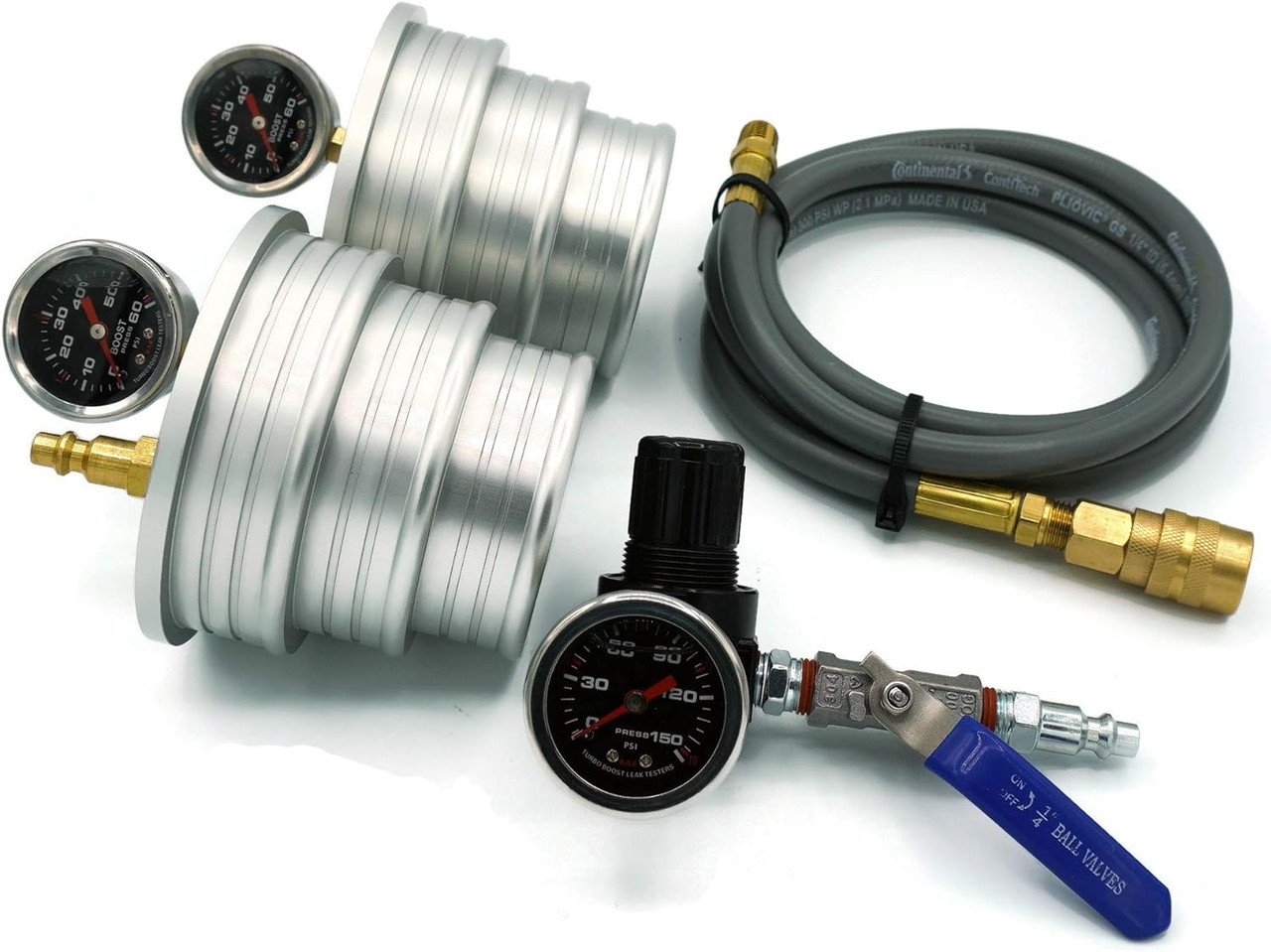 Charge Air Cooler (CAC) Boost Leak Tester - Billet Aluminum 60 PSI - Class 7 & 8 Trucks - 3", 3.5", 4"