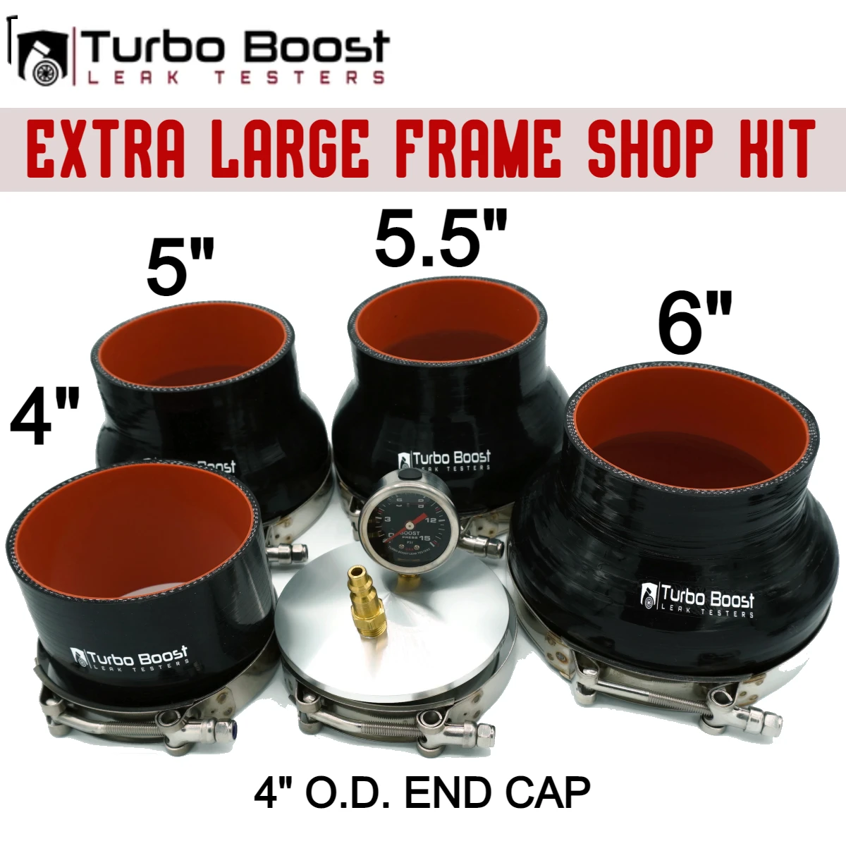 Large Frame Turbo Boost Leak Tester Shop Kit 4" 5" 5.5" 6" - Billet 6061 Aluminum - Diesel, Semi & Pro-Mod Turbos