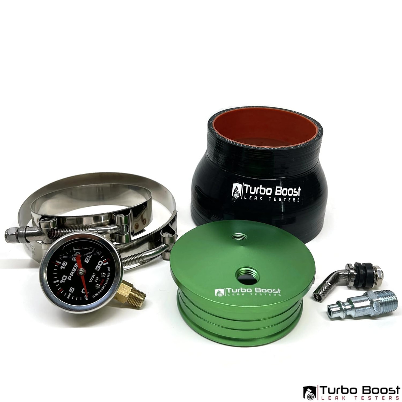 Shop Kit - Large Frame Turbos 3", 3.25", 3.5", 4" - BILLET 6061 Aluminum - Universal Shop Boost Leak Tester Kit w/ 5 ft Extension Line & Shut-Off Valve