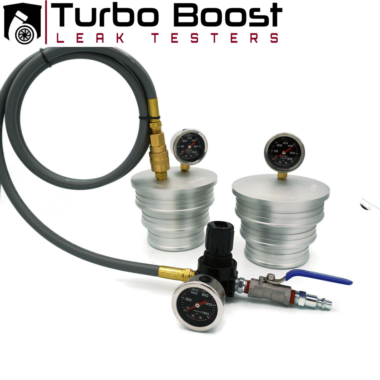 CAC pressure tester kit with gauge, fittings and adapters for charge air cooler leak testing