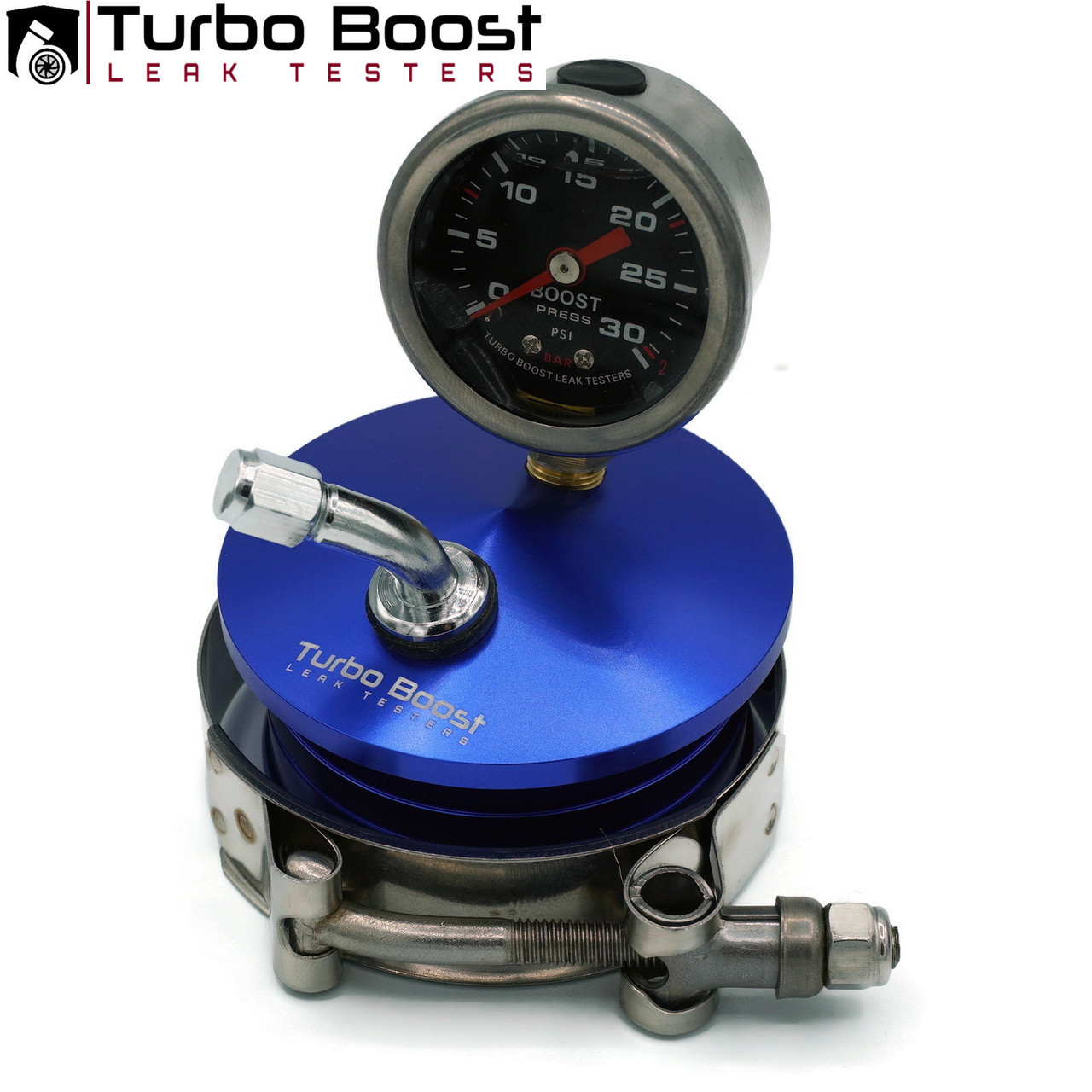 Used: 2.5" Boost Leak Tester End Cap - 6061 Billet Aluminum - 30 PSI Gauge - Anti-Slip, Schrader Valve
