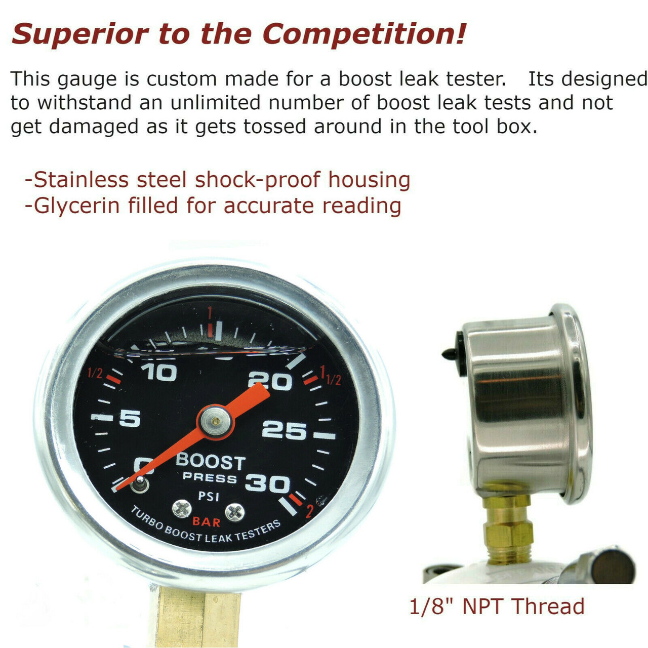 4 inch turbo inlet boost leak tester installed on turbocharger for pressure testing intake system leaks