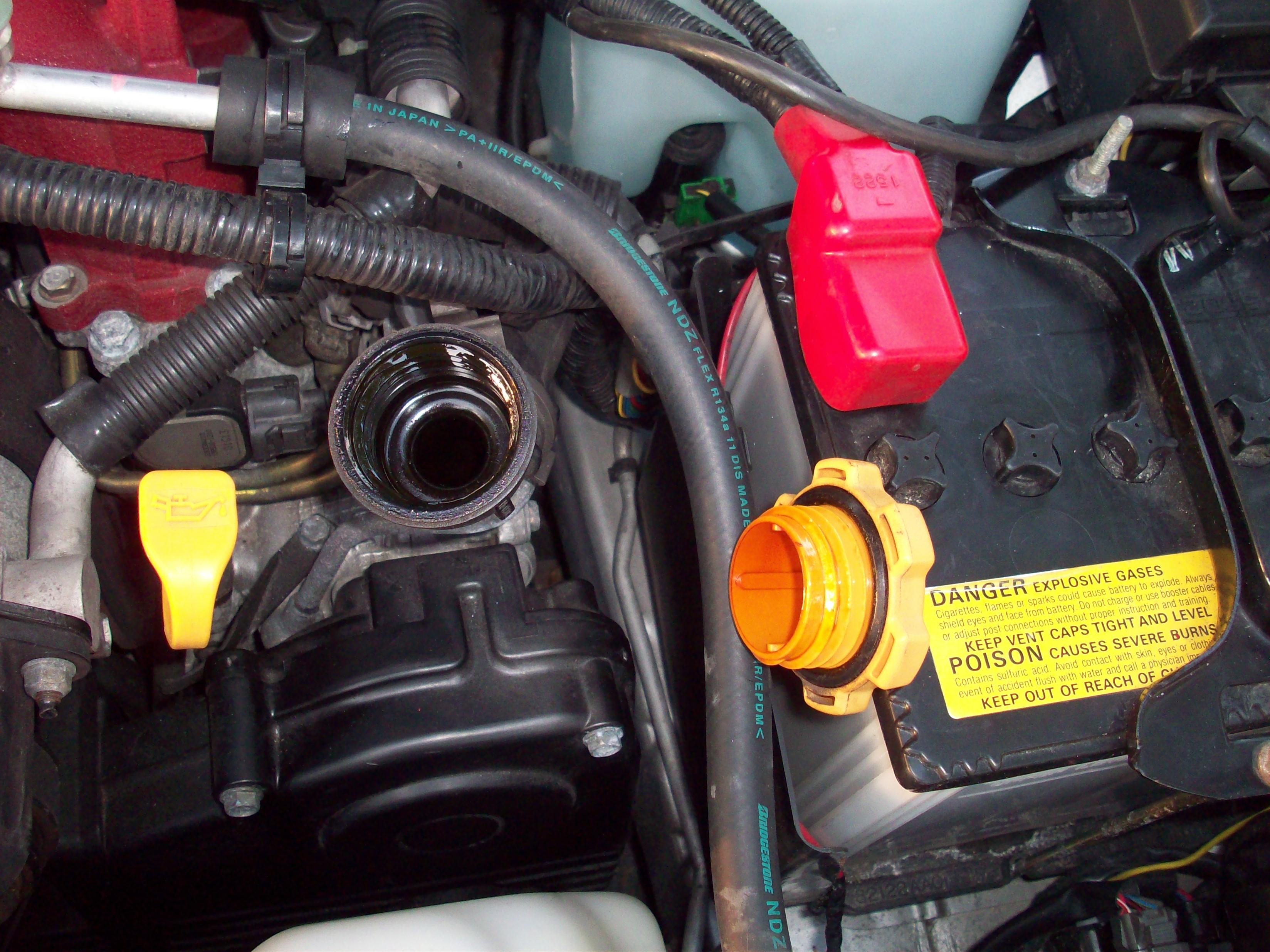 Removing oil cap on Subaru