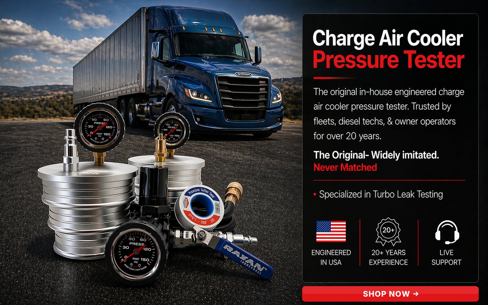 Charge air cooler pressure tester