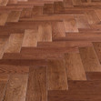 Solid hardwood herringbone showcasing traditional finish