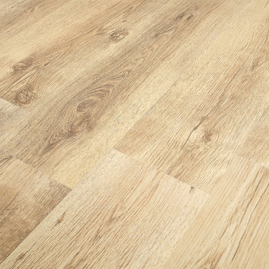 Kronotex Basic 6mm Laminate Flooring in brown Sutter Oak plank style showing natural wood grain texture