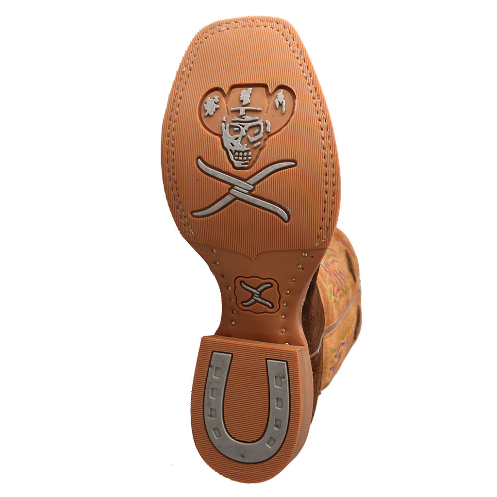 Men's Twisted X Work Boot, Brown R/O Hippo, Square Toe - Chick