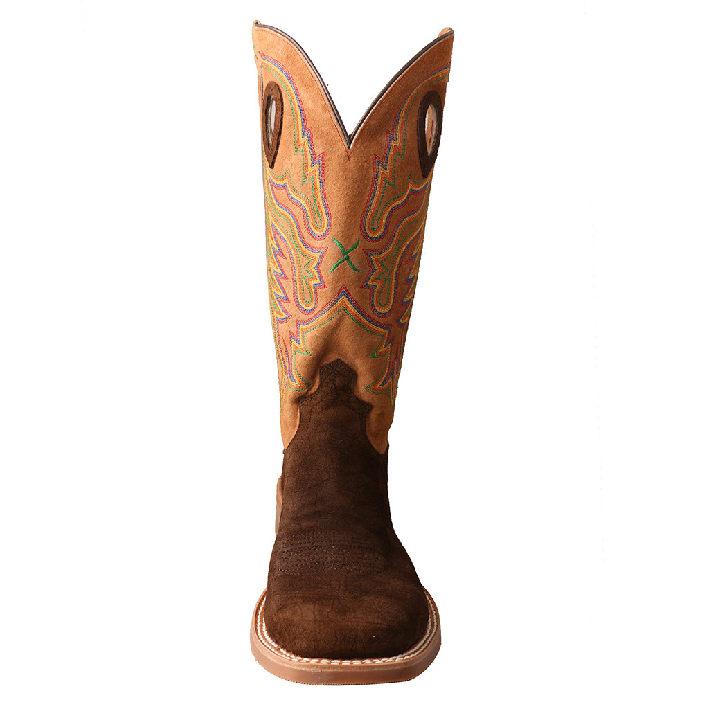 Men's Twisted X Work Boot, Brown R/O Hippo, Square Toe - Chick