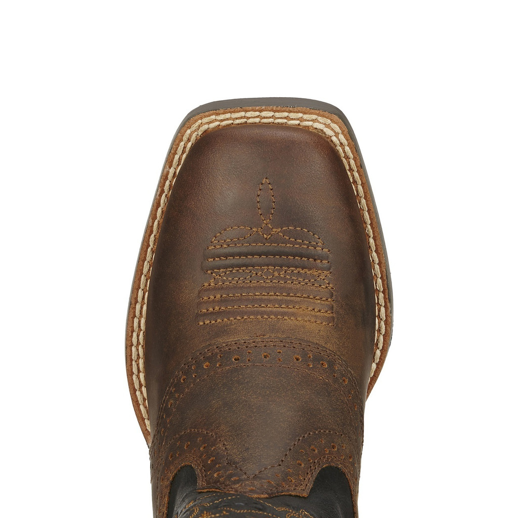 Kids Ariat Boot, Brown, Square Toe, Black Top