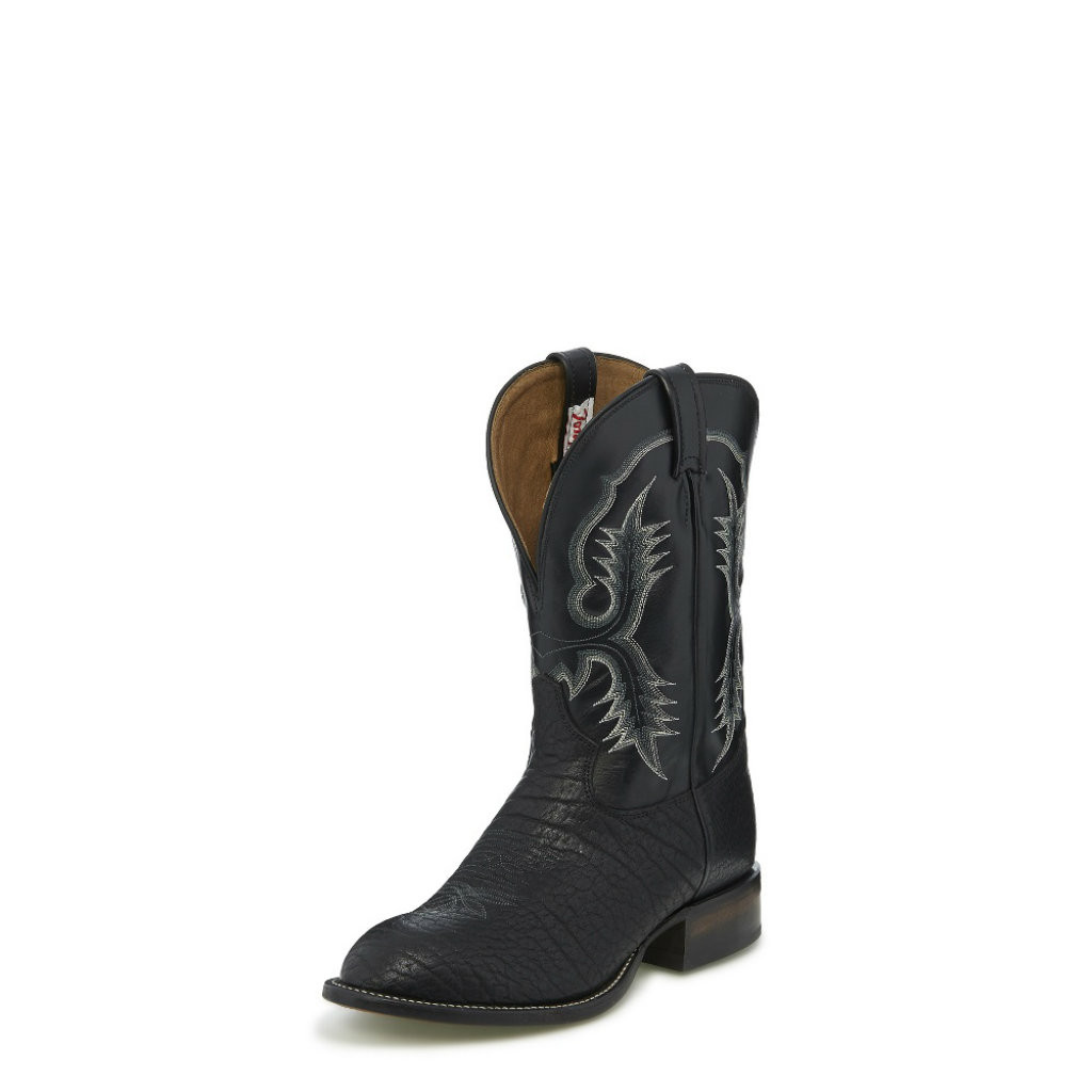 Men's Tony Lama Boot, Black Bullhide, Stockman Western - Chick