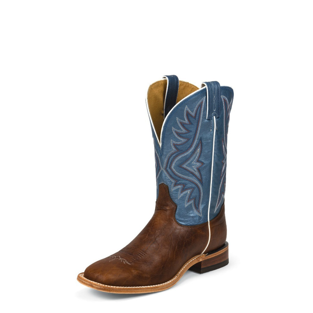 新品！Tony Lama ウエスタンブーツ ブラウン/ブルー Men's Tony Lama Boot, Brown Bison/ Blue, Wide Square Toe - Chick