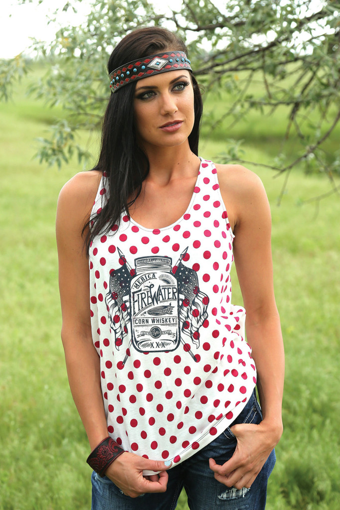 Women's Cruel Girl Tank, Red Polka Dots, Mason Jar