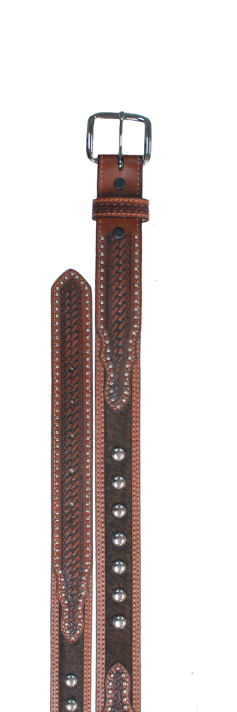 Kids WFA Ranger Belt, Brown Cowhide with Silver Studs