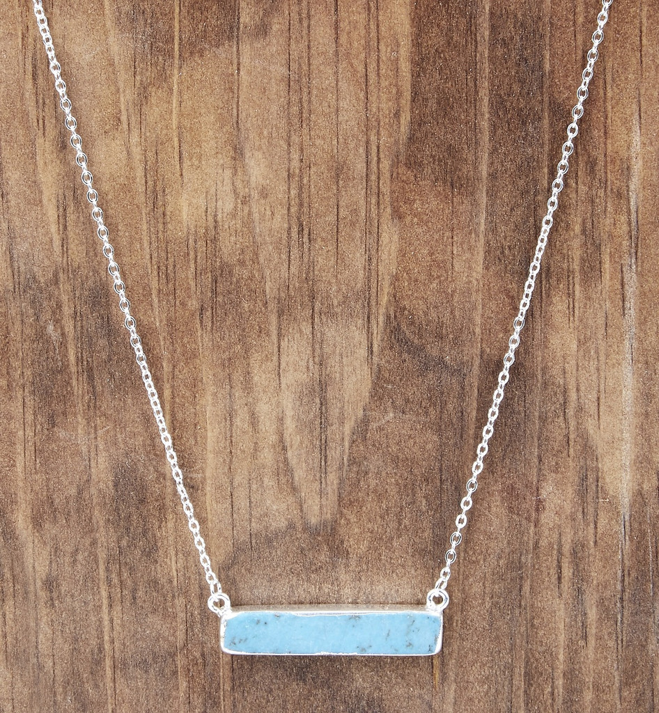 West & Co Necklace, Dainty Silver with Turquoise bar