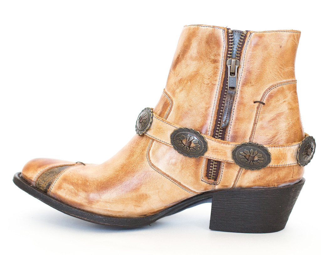 Women's Miss Macie Boots, Sunset Dancer, Tan Bootie, Conchos