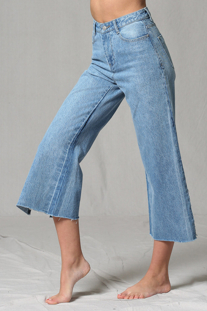 Women's By Together Jeans, Cropped, Oversized Flare, Raw Edge
