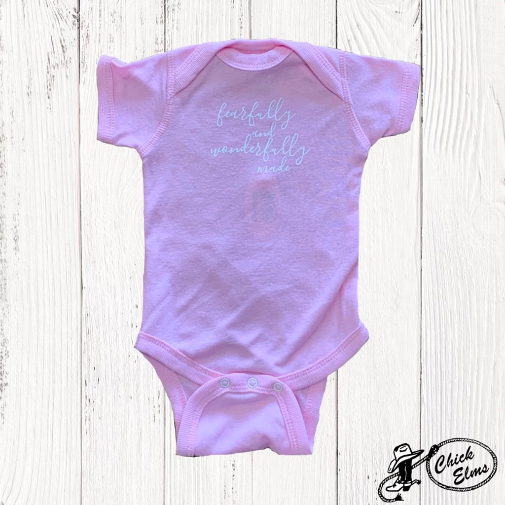 Infant E&G Onesie, Fearfully and Wonderfully Made, Pink