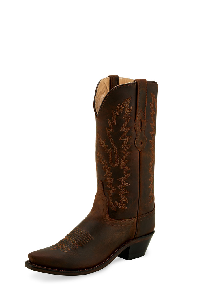 Women's Old West Boot, Snip Toe, Brown Shaft and Vamp