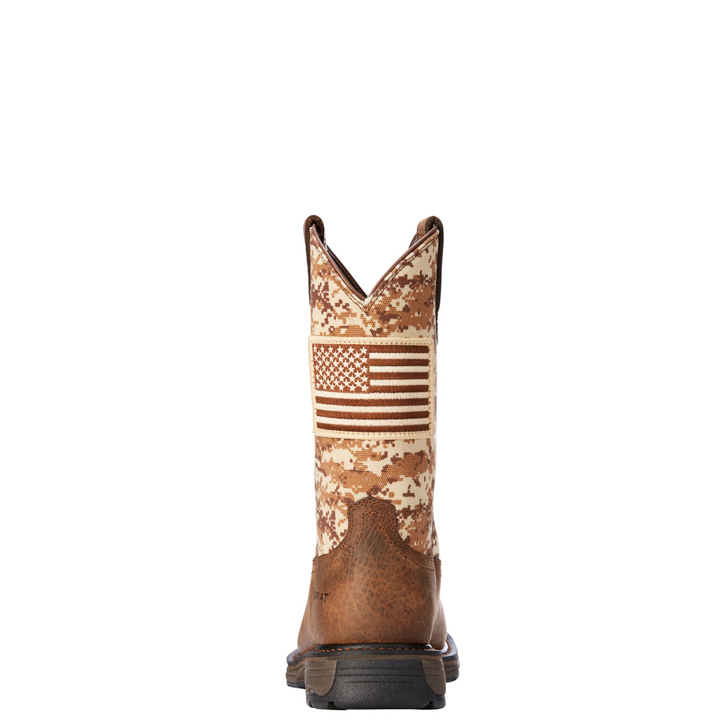 Men's Ariat Work Boot, Patriot, Sand Camo with American Flag