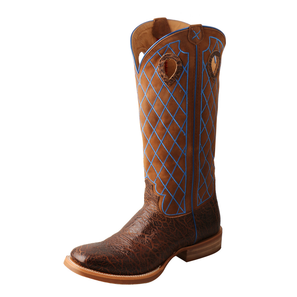 Men's Twisted X Boot, Buckaroo, Blue Cross Stitch Shaft, Cracked Brown Vamp