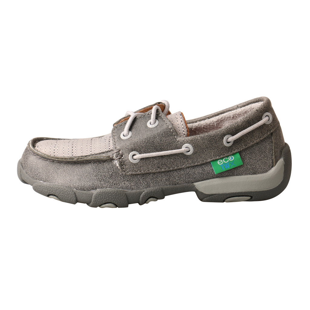 Kids Twisted X Driving Moc, Gray Boat Shoe, Eco