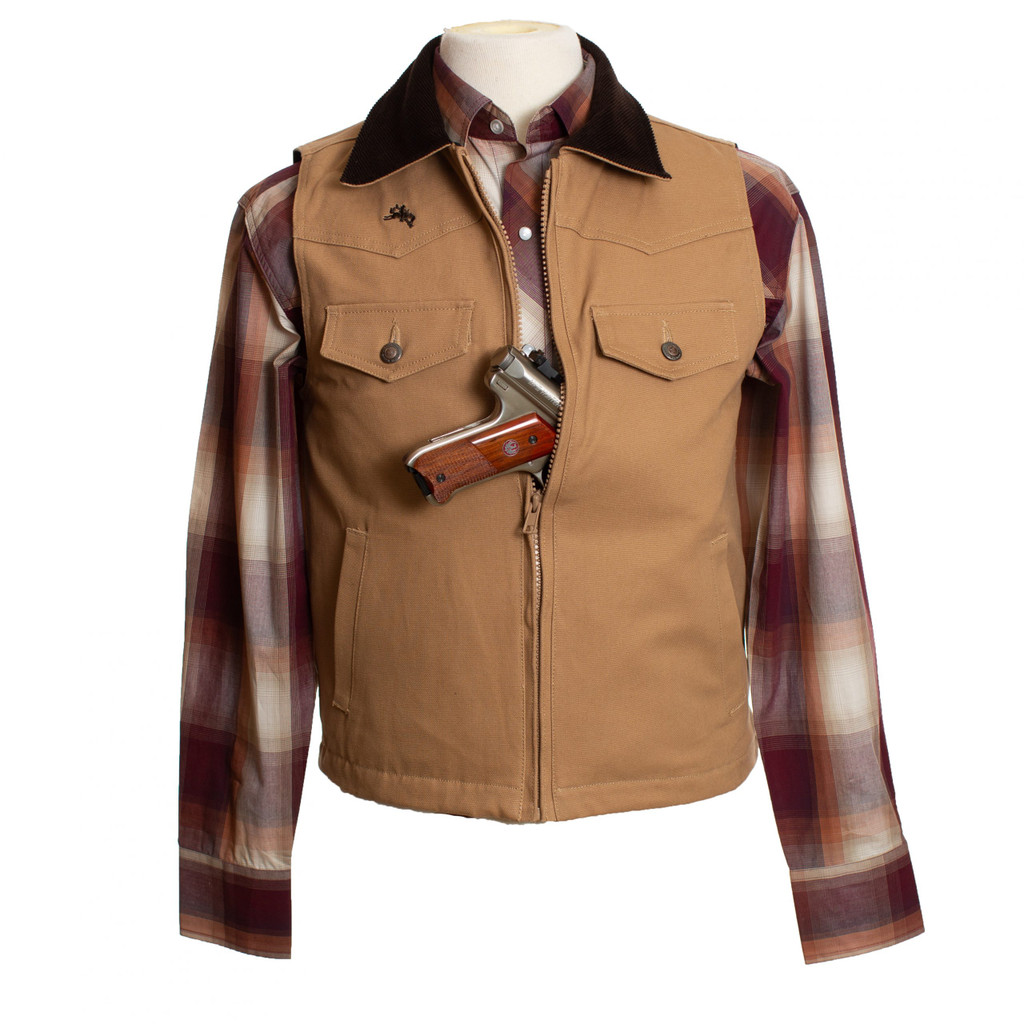 Men's Wyoming Trader Vest, Cody Canvas Tan, Concealed Carry